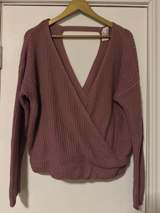 8 red butterflies Sweaters - Wrap Front V-Neck Sweater in Dusty Rose